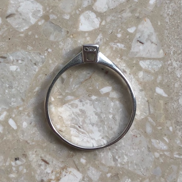 Princess Diamond White Gold Bezel Vintage Solitaire Ring - Picture 13 of 13